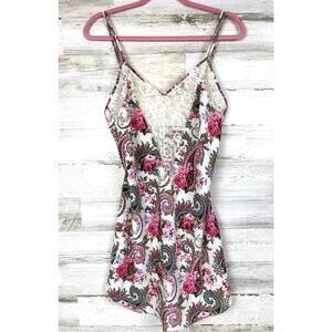 Victoria’s Secret Vintage Women’s L White Pink Floral Paisley Lace Slip Nighty
